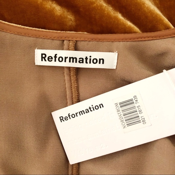 NWT✨Reformation Tiffany Gold Velvet Maxi Dress XS - Picture 8 of 8